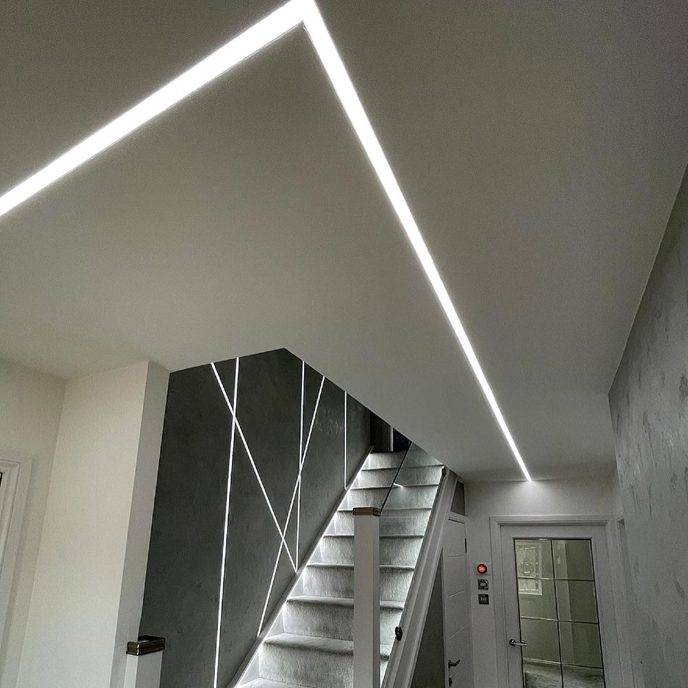 M3 Electrical - completed angular LED Bespoke hall way